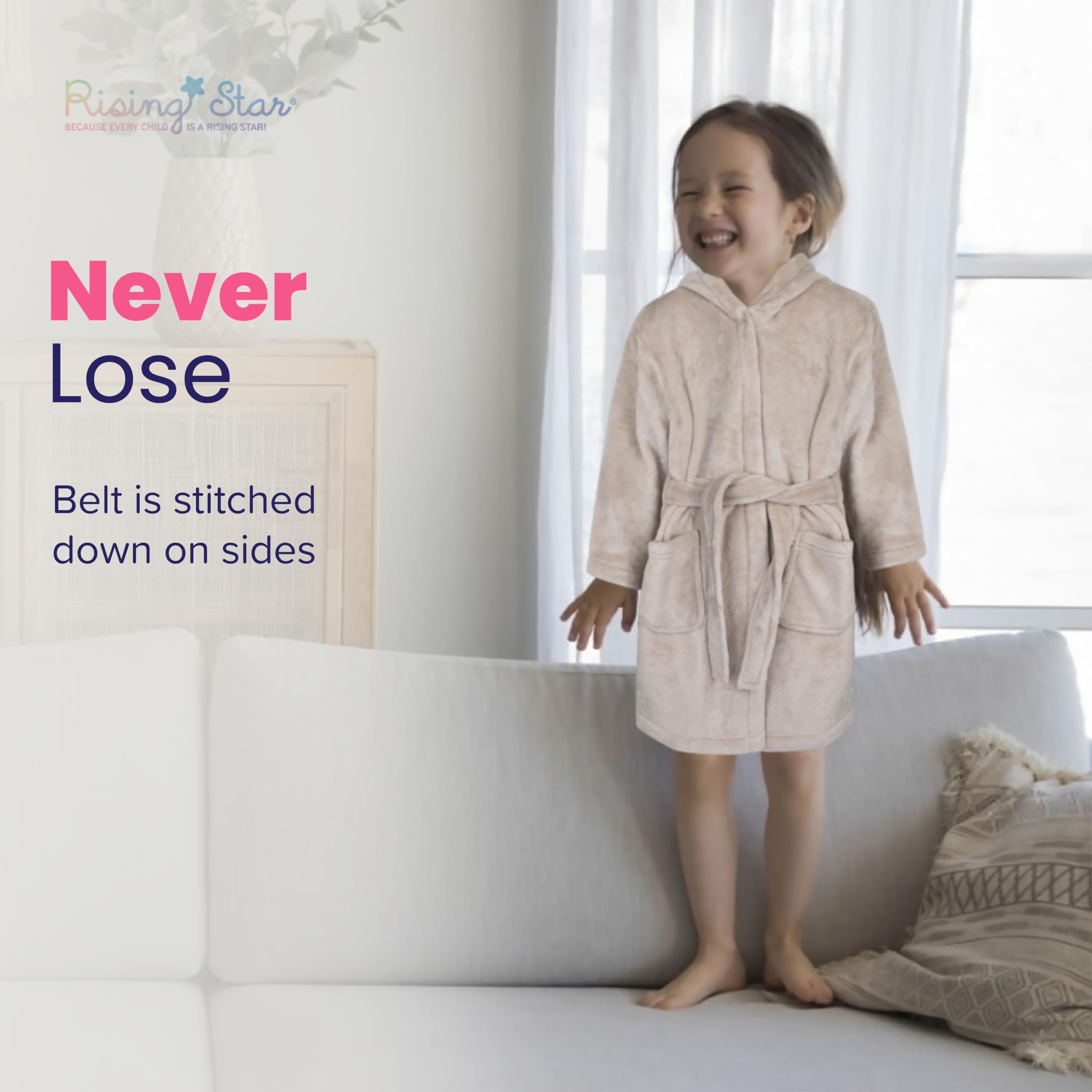 Rising Star Bata de baño de felpa suave con capucha para niños y niñas, regalo de unicornio, para niñas grandes (talla 3T - 8)