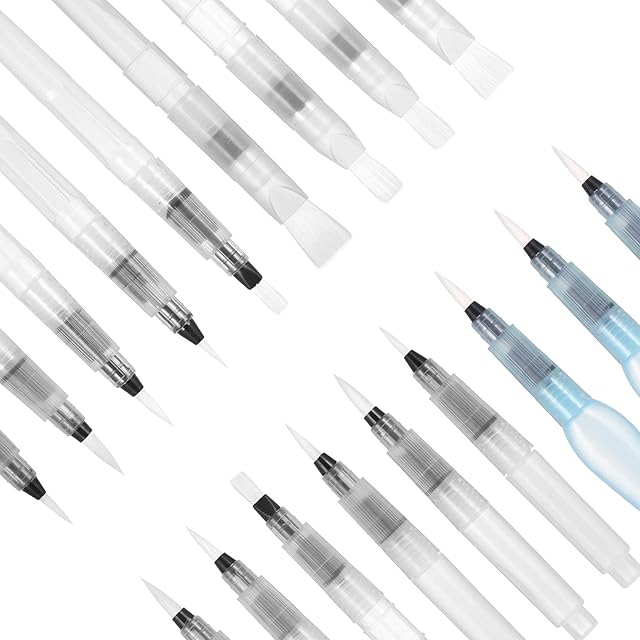 FRIUSATE Water Color Brush Pen Set, 18pcs Water Paint Brushes for Water Soluble Colored Pencils, Colouring Brush Pens Artist Grade Watercolour Brushes for Water Color Painting and Lettering
