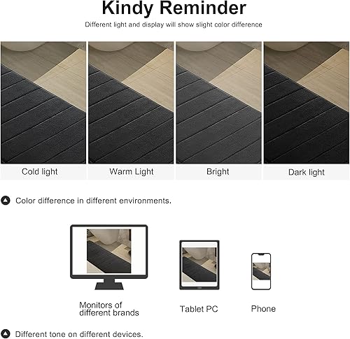 Miniatura 8 de uxcell Tapete de baño de espuma viscoelástica, tapete de cocina absorbente, suave y cómodo para suelos de cocina, baño, 16 x 47 pulgadas, color negro