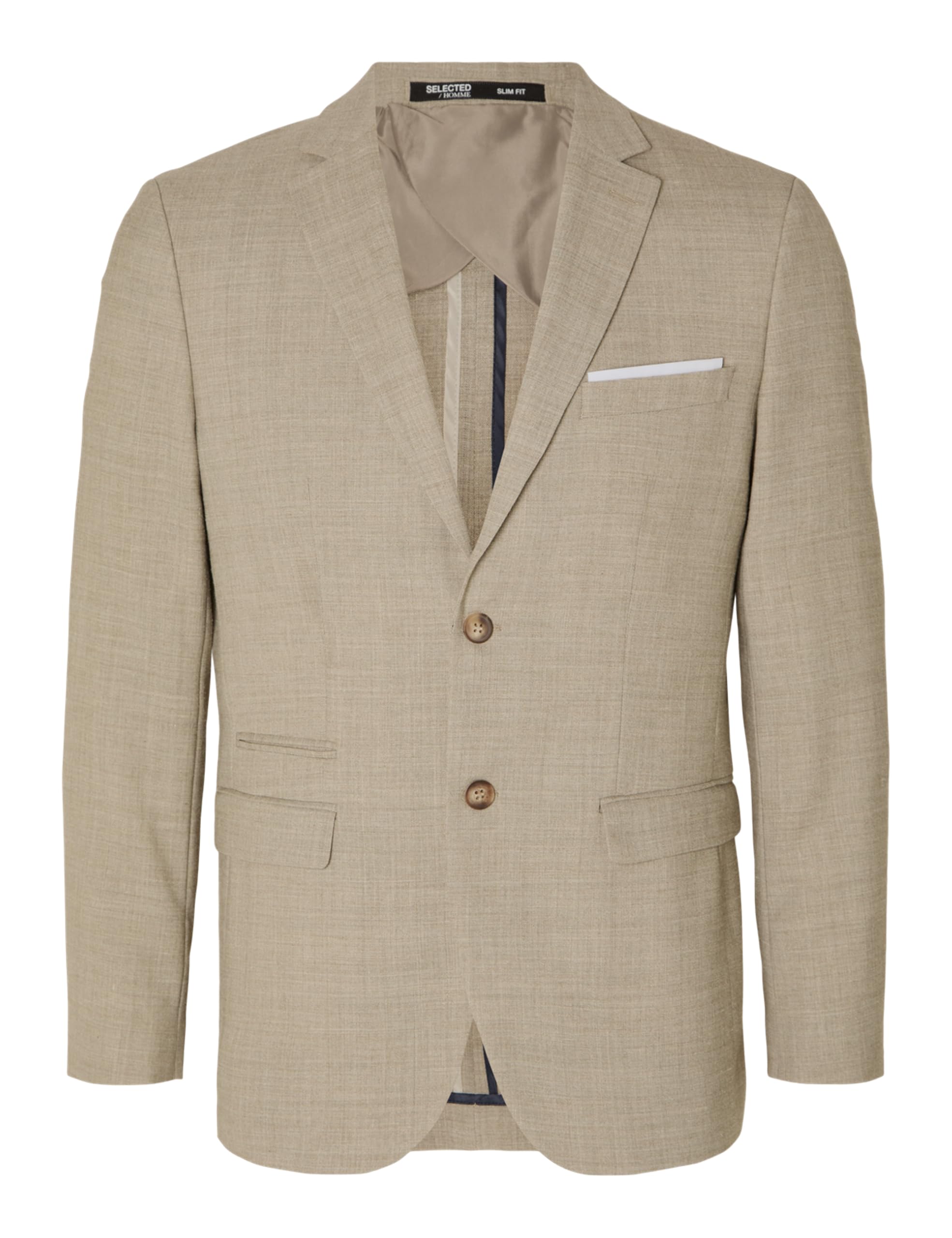 SELECTED HOMME Giacca Uomo Einreihiger Leinenmix, Sabbia, 58