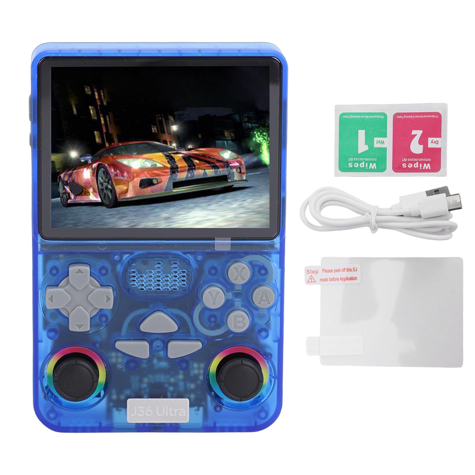 Generic Console di Gioco retrò WiFi Portatile Memoria da 64 GB Batteria a Lunga Durata Schermo da 4 Pollici per Viaggi (BLUE)