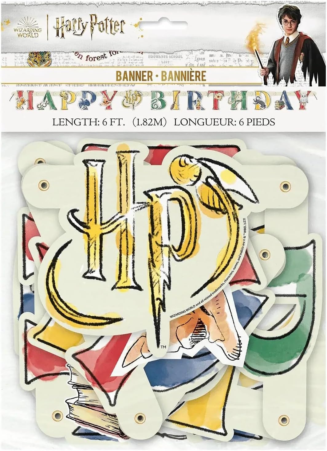 Multicolor Harry Potter Large Jointed Plastic Party Banner - 6' (1 Count) | Enchanting, Magical & Premium Quality - Perfect for Magical Celebrations & Themed Events