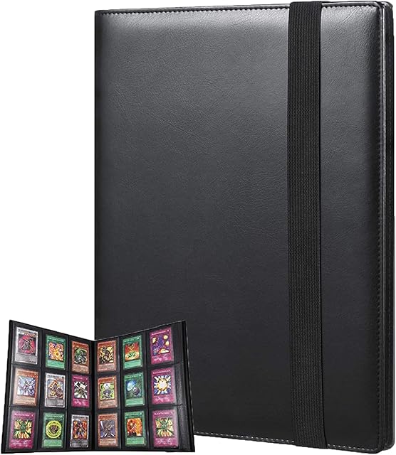 WAIZHIUA Trading Cards Album Folder, 216 Pockets Game Card Sleeves Album Card Binder Album with Elastic Strap for Pokemon, 12 Sheet, 18 Pockets Each Sheet (Double Sided )