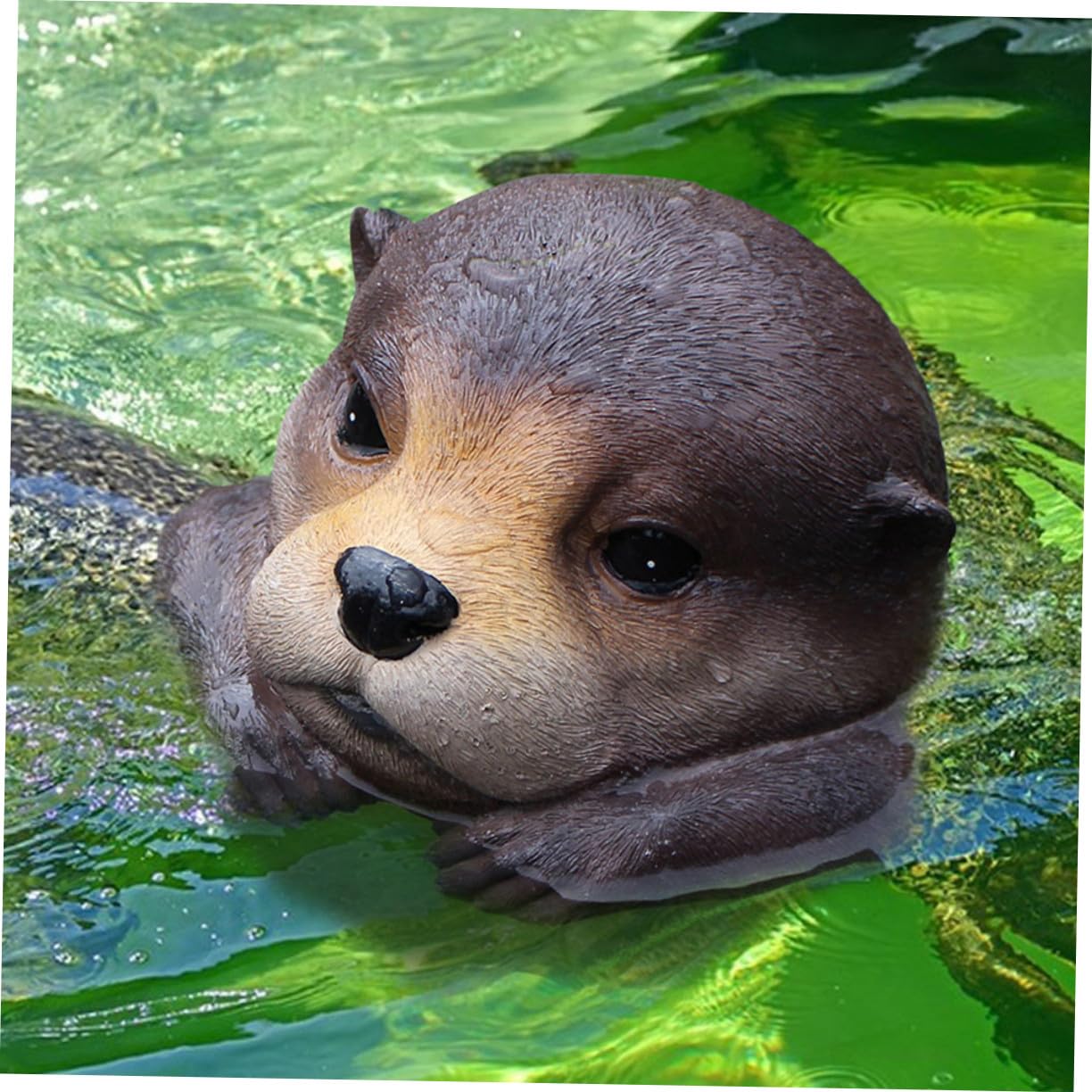 jojofuny 2 Stück Realistische Schwimmende Otterkopf skulptur aus Langlebigem Harz Natürliche Bewegung Wetterfeste Gartendeko für Teich Pool Außenbereich für Gartenliebhaber
