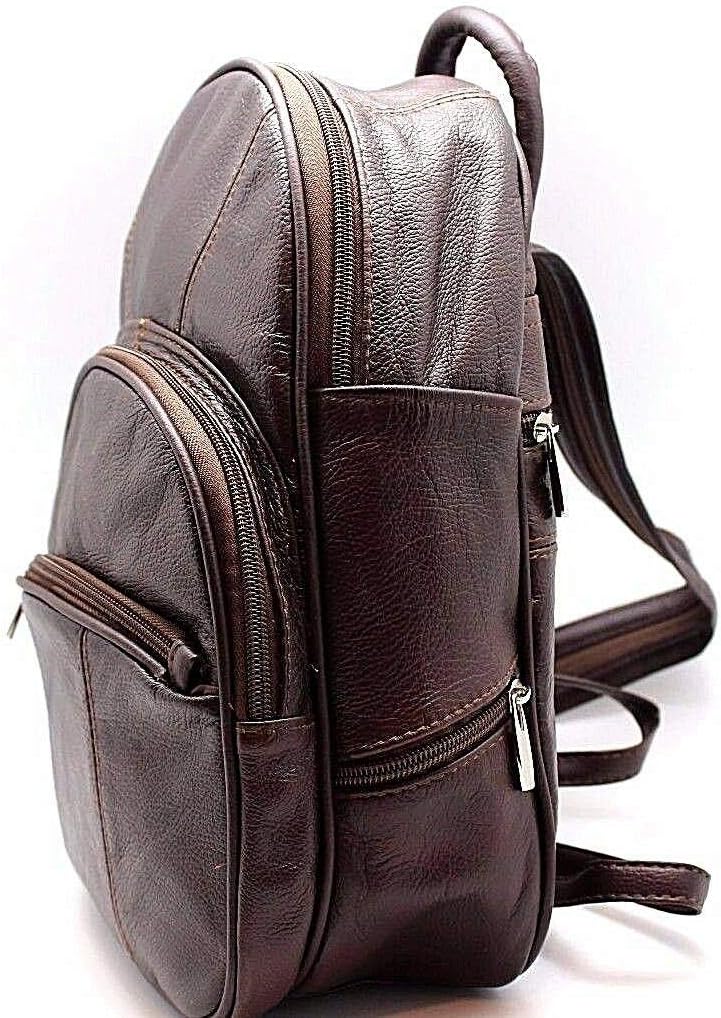 Leather Backpack Purse Mid Size & Convertible into single strap sling Bag or Backpack wearing Multiple Organizer Pockets Dark Brown