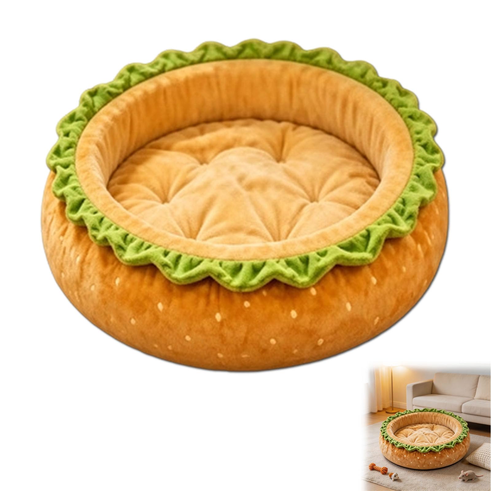 Burger Ball Pit Dog Bed, Hamburger Shaped Plush Pet Play Bed，20in/50cm