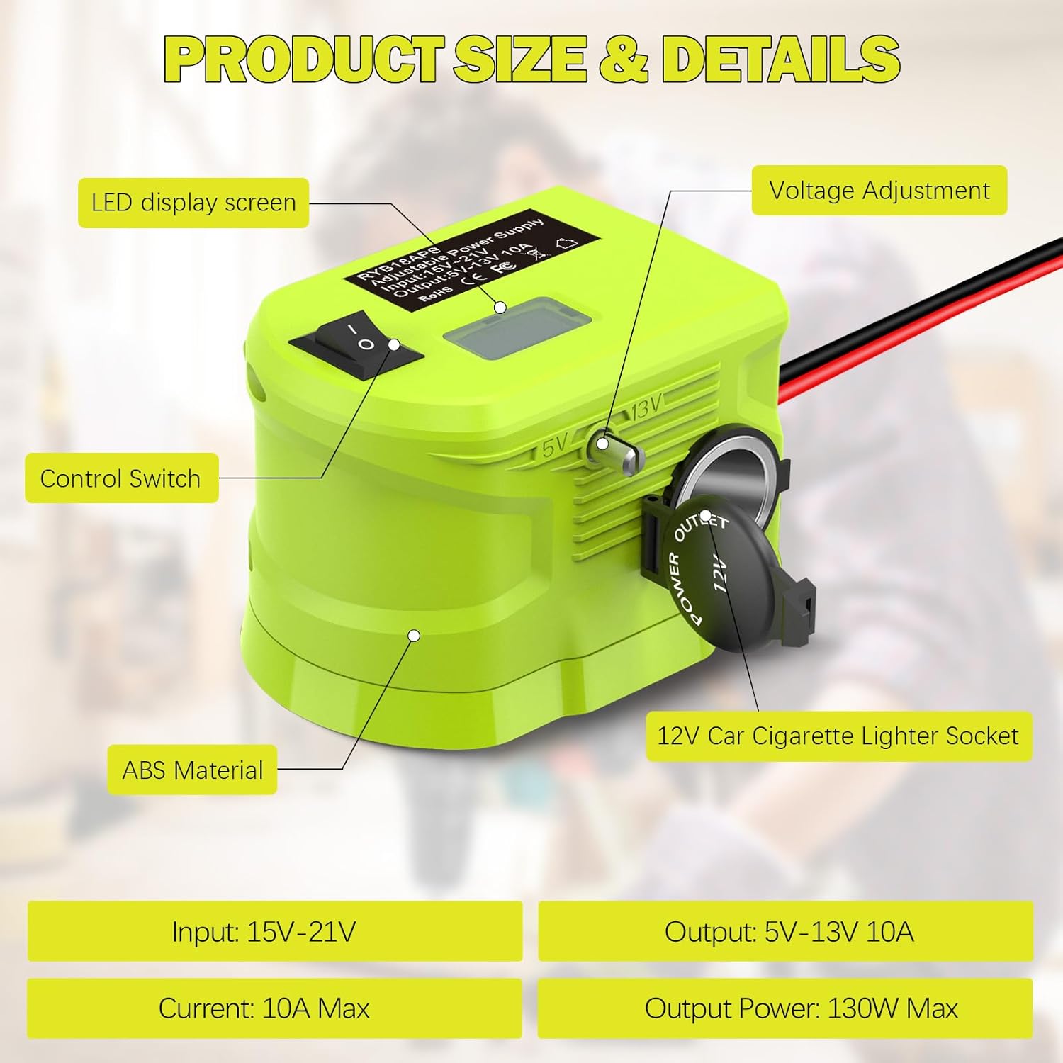 for Ryobi 18V to 12v Step Down Adapter,for Ryobi Battery Adapter for Power Wheels,200W 10A MAX 18 V to 12V Converter Voltage Regulator from 18V to 5V-13V Adjustment Power Supply - Image 3