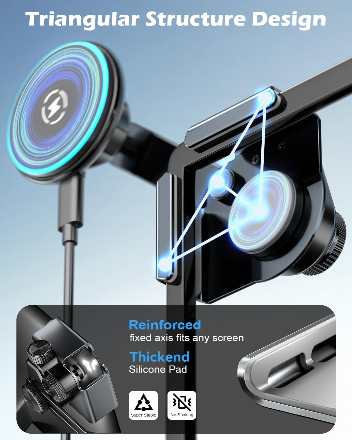 LoudValley Qi2 Draadloze oplader, 15 W, compatibel met Tesla Model Y/3/S/X/ Cybertruck, verstelbare magnetische houder voor auto, uittrekbaar metalen ontwerp