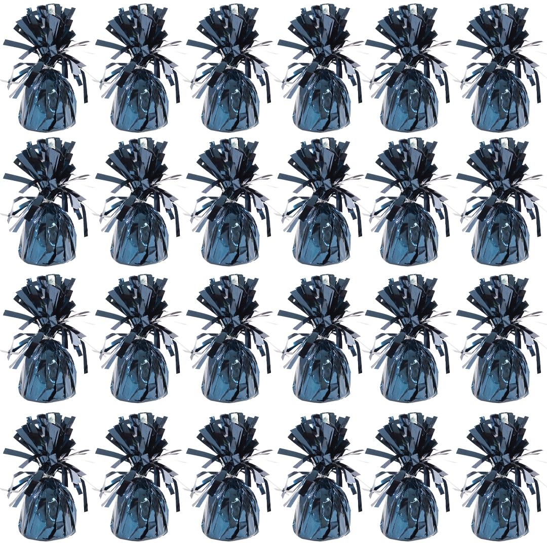 PARTYRAMA.CO.UK Metallic Petrol Blue Foil Helium Balloon Weights 175gr - Pack of 24 - Durable & Colourful Weights for Birthdays Parties, Events & Celebrations - Perfect Balloon Weight Holders