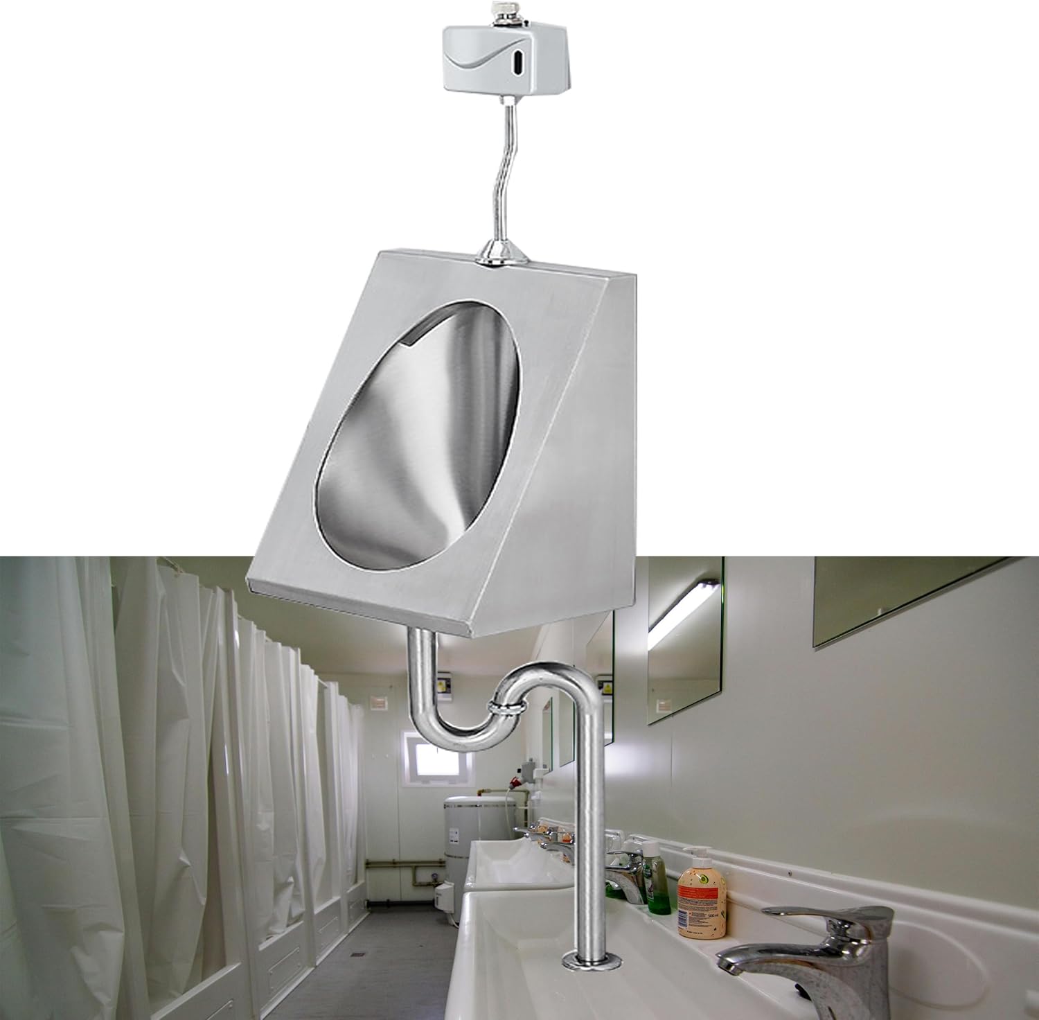 Men's Bathroom Toilet Urinal,Bar Urinals,Intelligent Sensor Flush Male Urinal,Wall Mounted Bathroom Urinal,Urinals for Men Bathroom,Underground-Temperedglass