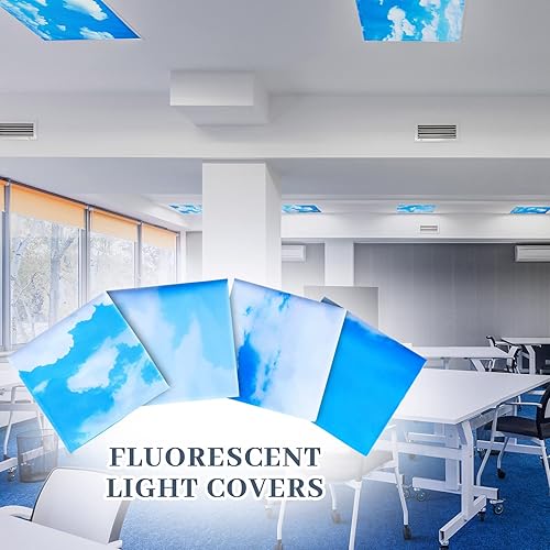 Miniatura 4 de Hortsun 4 cubiertas de luz fluorescente de 4 x 2 pies para luces de techo, aula, oficina, filtros de luz magnéticos, difusores de luz para reducir