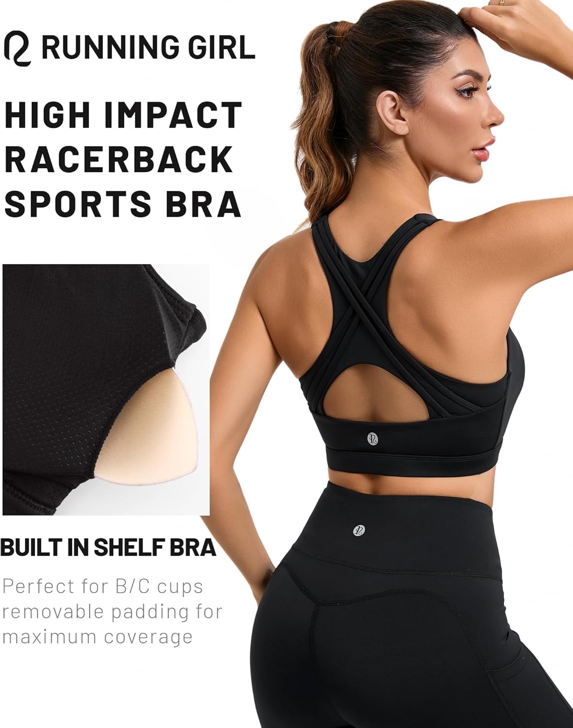 RUNNING GIRL High Impact Sports Bras for Women High Support Women’s Sports Bra Racerback Workout Running Bra - Image 6