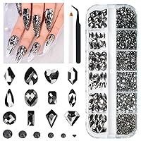 Vista 22 de 2052 piezas de pedrería dorada para uñas, 72 piezas de formas múltiples de cristal con base plana champán dorado + 1980 piezas de cuentas redondas