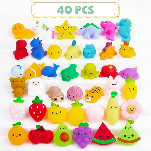 YIHONG 40 piezas de juguetes esponjosos Kawaii Squishies, Mochi Squishy para recuerdos de fiesta de niños, mini juguetes para aliviar el estrés para