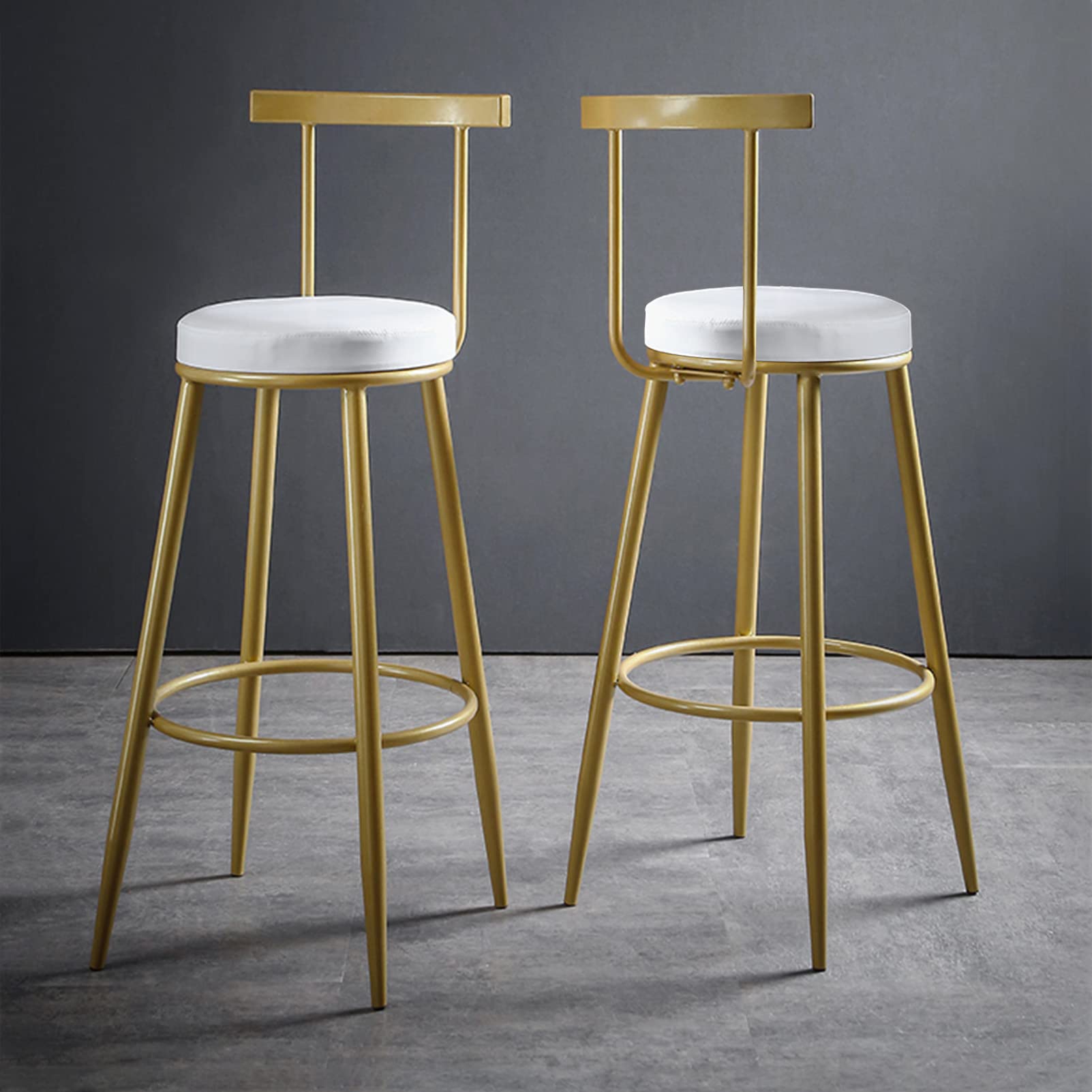 Tabourets de bar blancs avec dossier chaises de comptoir en cuir DASHADAO pour cuisine
