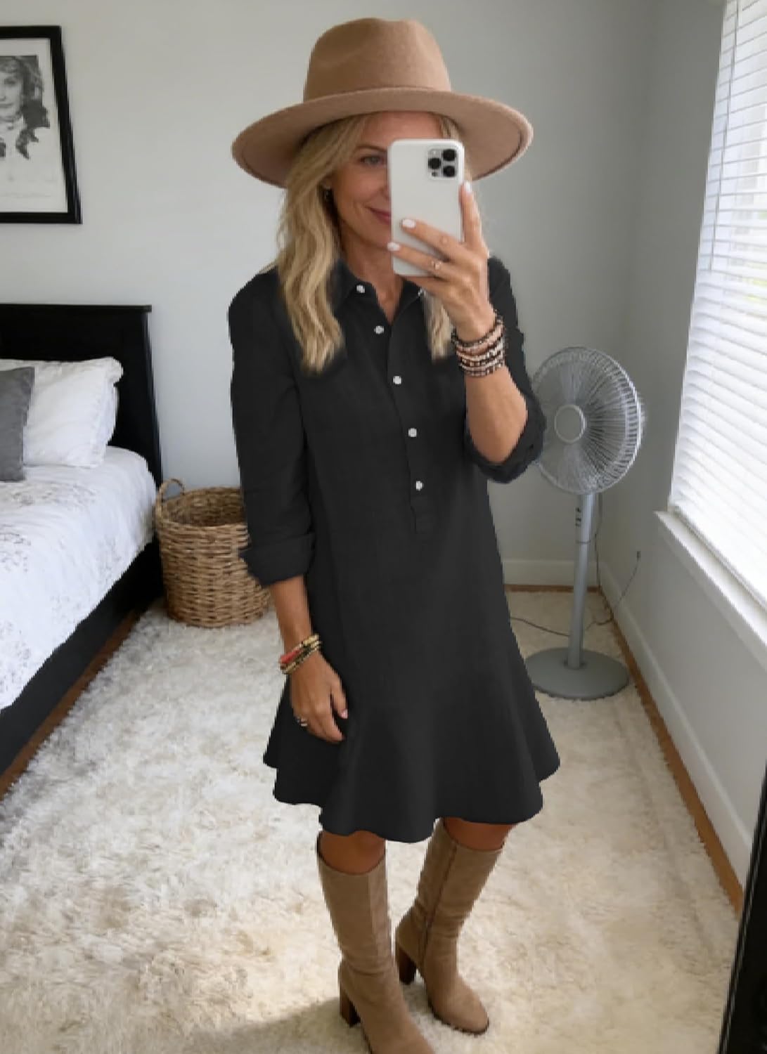 Womens White Cotton Linen Dresses Casual Button Down Shirt Dress 2026 Summer Midi Dress Beach Vacation Clothes - Image 3