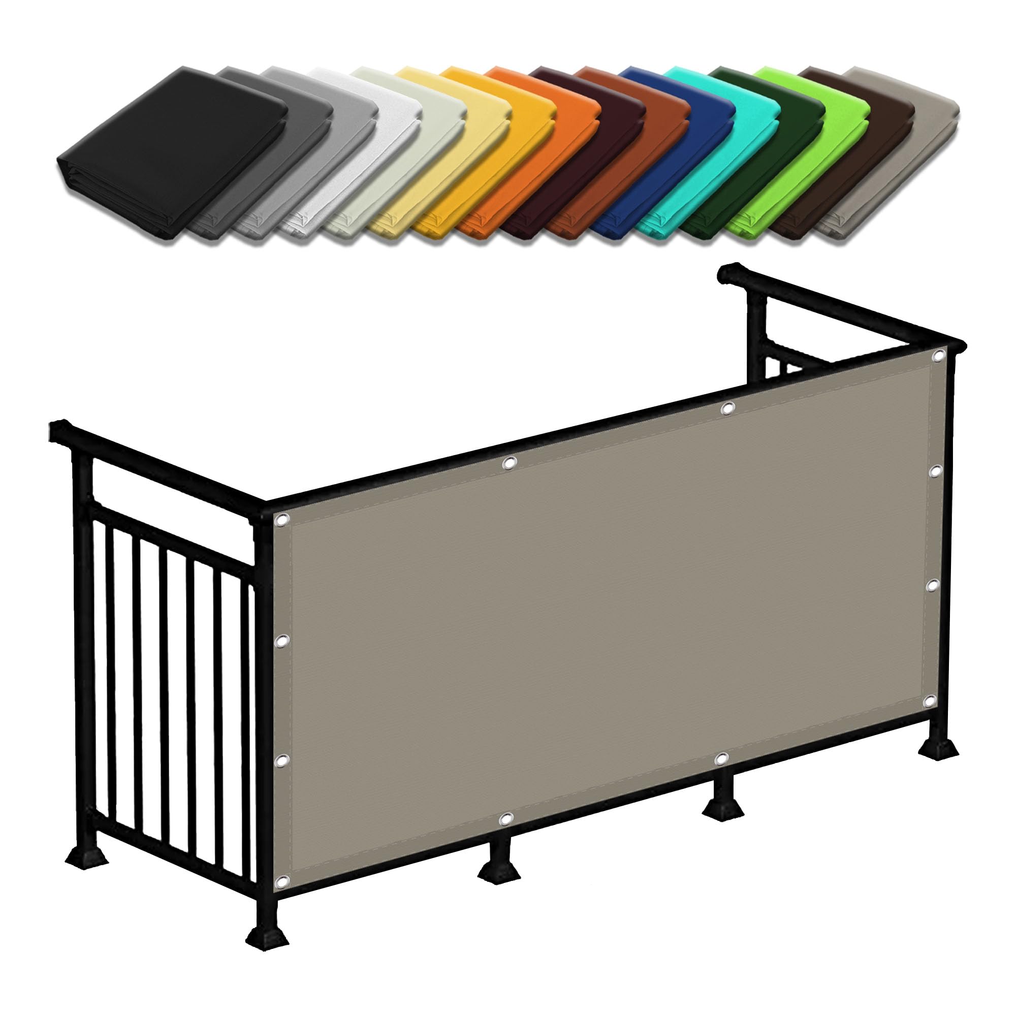 Voile d'ombrage taupe 0.9x4.5m avec œillets pour balcon et pergola