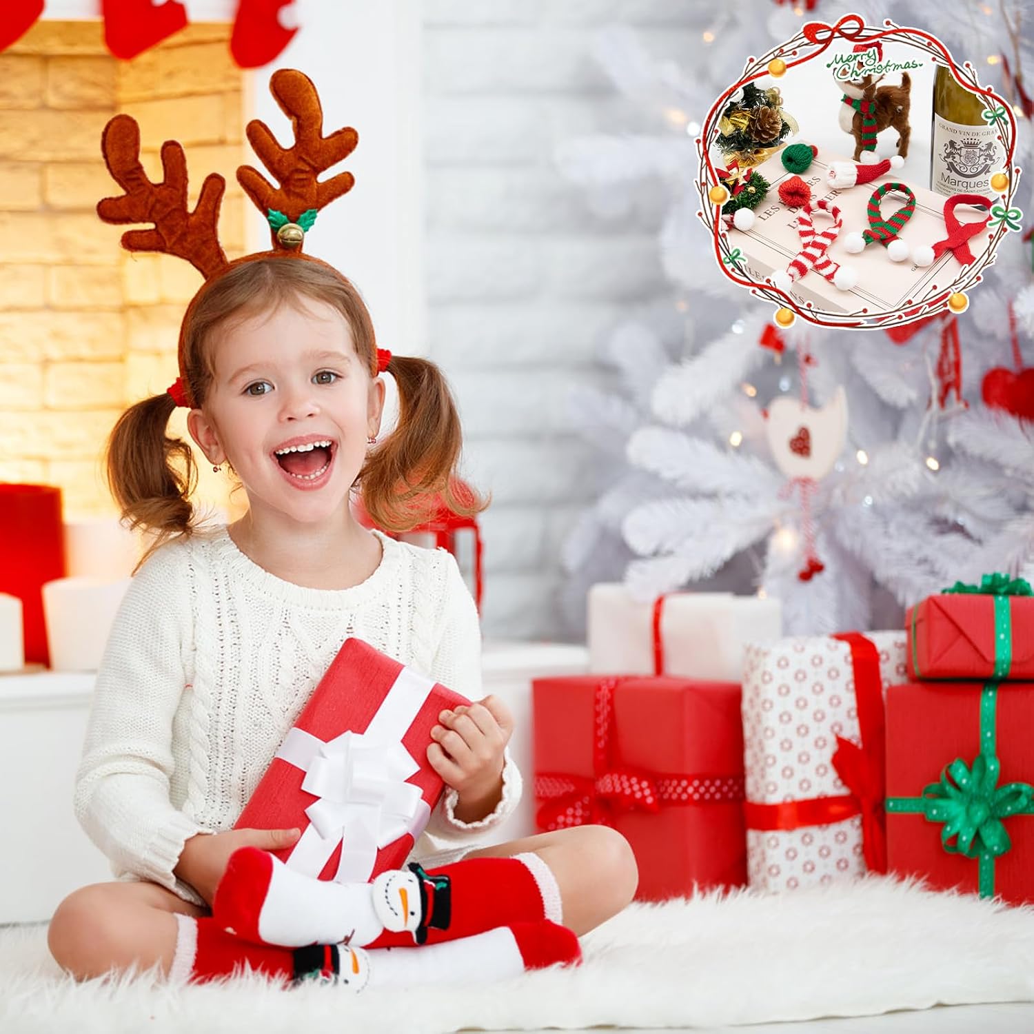 Soleeya 72PCS Mini Christmas Knit Hat and Scarf Set, Mini Santa Hats for Crafts, Snowman Hats for Christmas Tree Cup Bottle Xmas Ornaments Doll Decoration