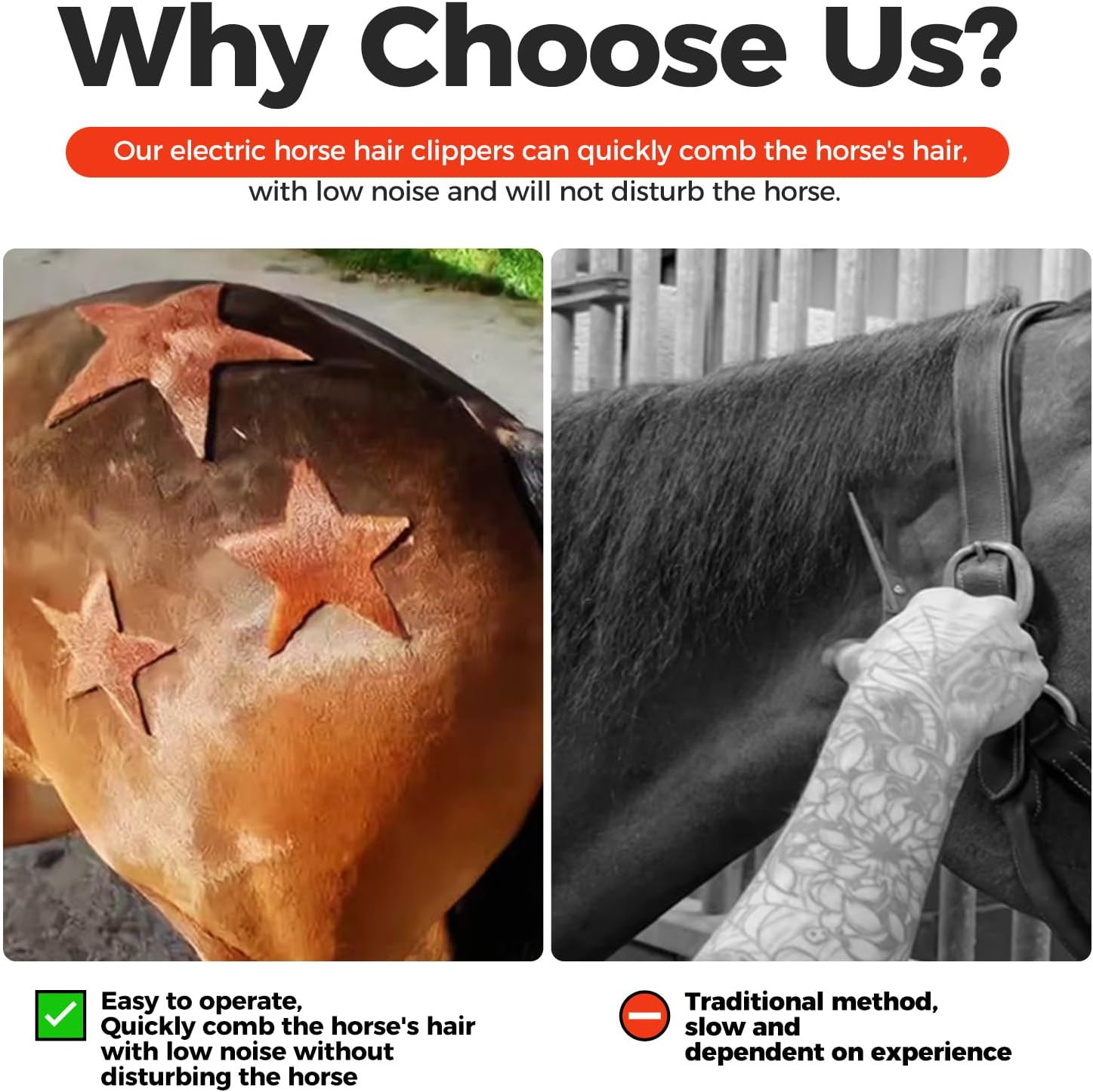 Horse Clippers 690W 6 speeds 5M Power Cord Animal Clippers for Horse camel's Tangled Hair Red