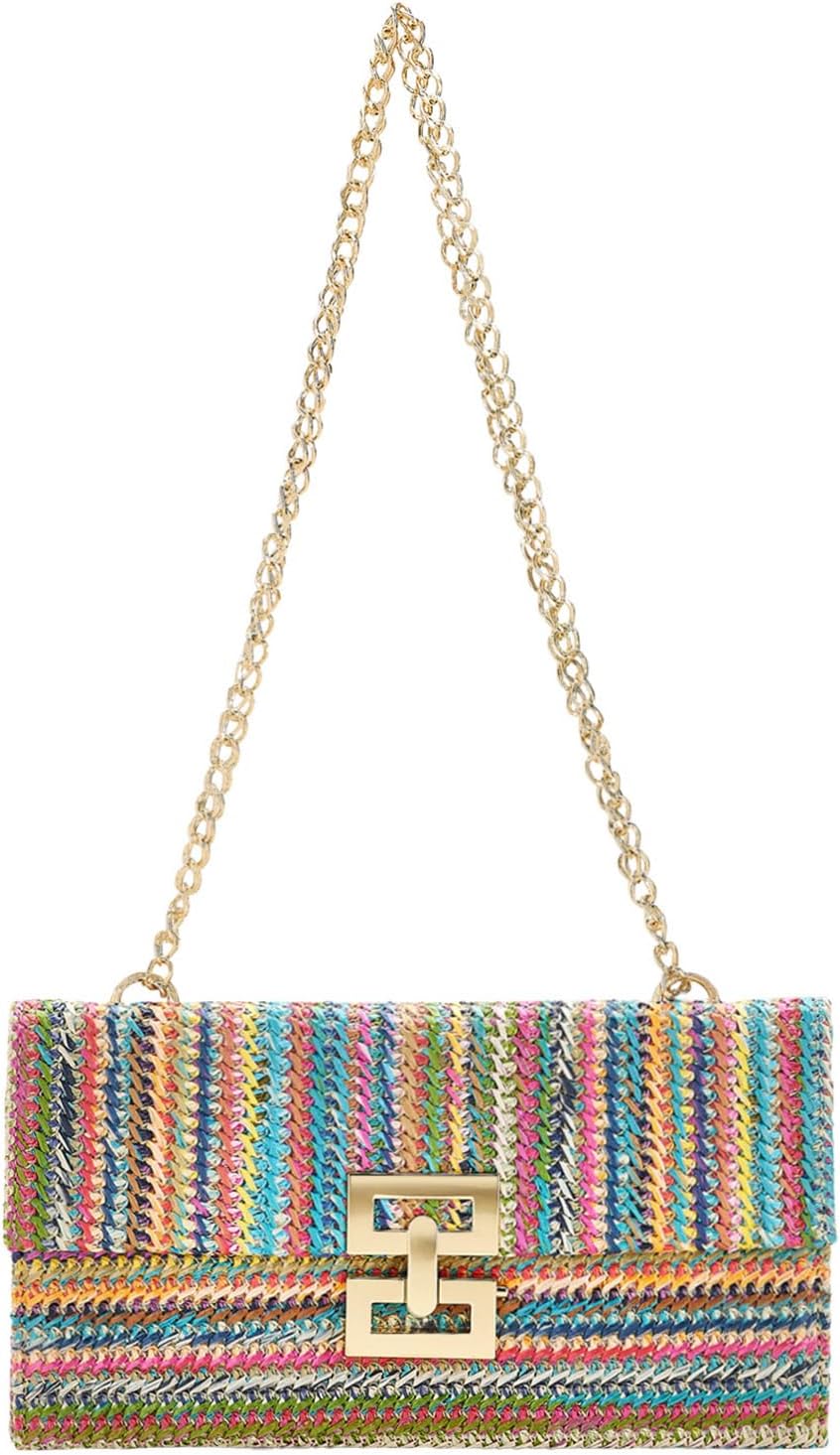 MR Straw Clutch Purse for Women Summer Beach Evening Bag Boho Summer Vacation Clutch Purse