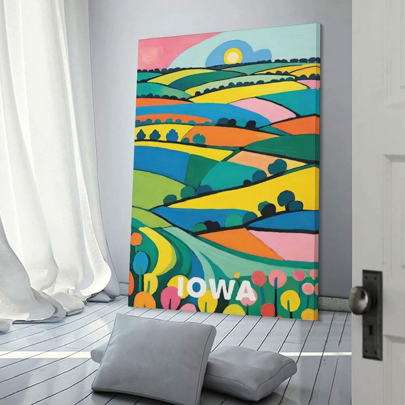 Junmoney Iowa Print Travel Wall Picture Print 08x12inch(20x30cm), for Lounge Decor, Offices Or Entryway Styling, Versatile Wall Decor for Many Rooms