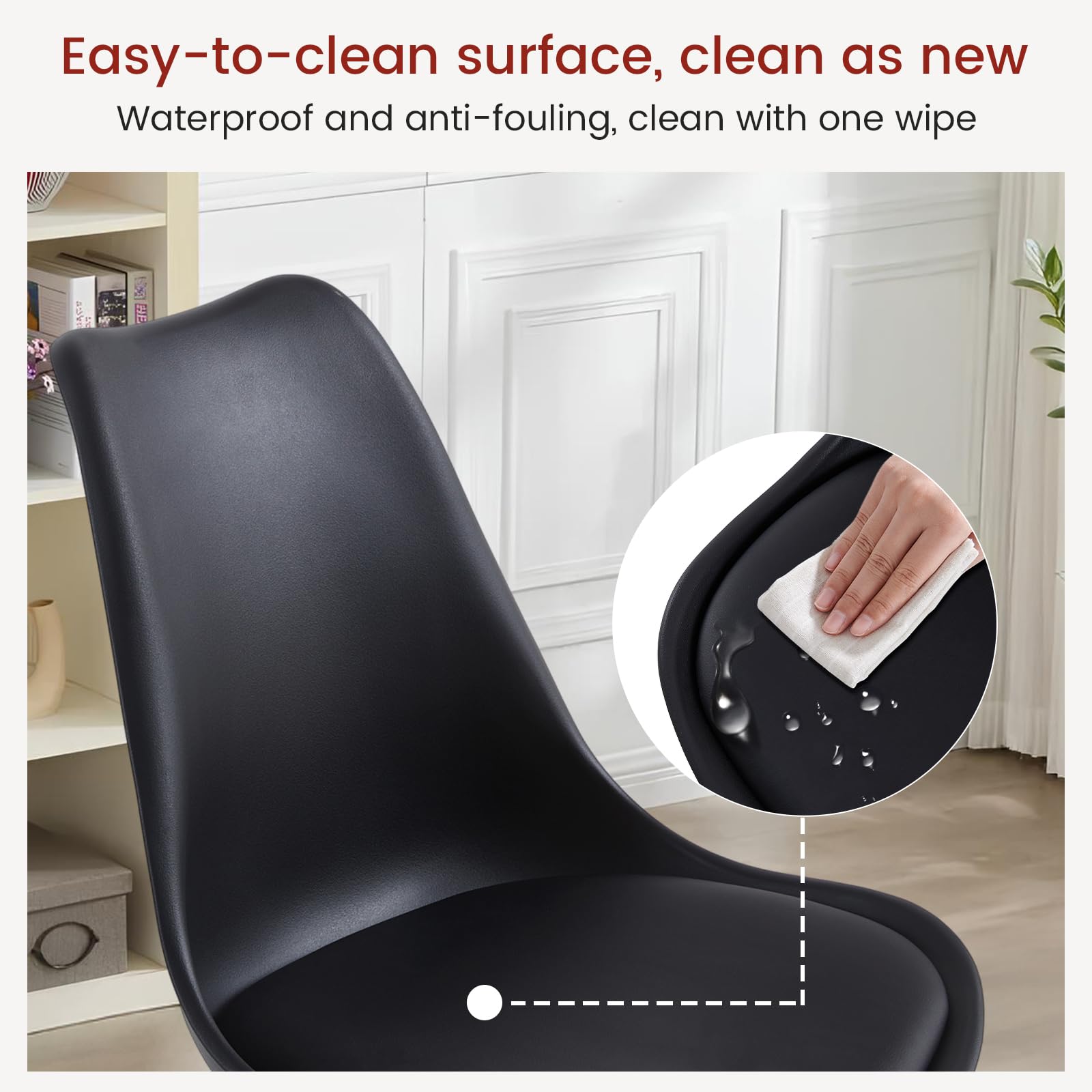 buybyroom Stühle Esszimmer 4er Set, Esszimmerstuhl Stuhl Esszimmer Essstühle für Küche Wohnzimmer Schlafzimmer Konferenzzimmer, Gepolstert Schalenstuhl Buche, Bequem und Einfach zu Reinigen, Schwarz