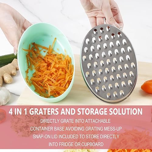 Miniatura 5 de Rallador de queso cítrico y limón con recipiente de almacenamiento de alimentos y tapa, perfecto para queso parmesano duro o cheddar suave,