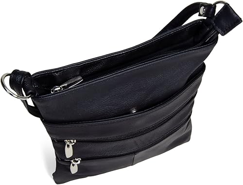 Miniatura 3 de Bolso cruzado de cuero genuino negro