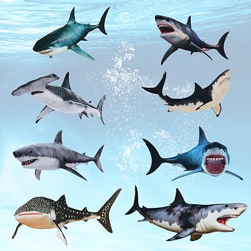 Miniatura 4 de 8 calcomanías de pared de tiburones para despegar y pegar, calcomanías de pared de tiburones extraíbles, decoraciones de tiburones, criaturas