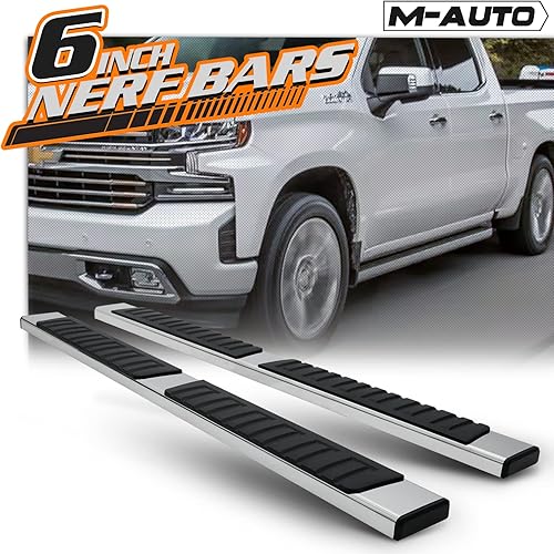Miniatura 2 de M-AUTO Estribos laterales de 6 pulgadas de repuesto para Chevrolet Silverado GMC Sierra 1500 2500HD 3500HD Crew Cab de acero inoxidable estilo de