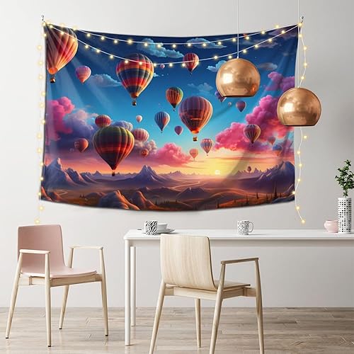 Miniatura 4 de Bedbliss Tapiz de pared con globo aerostático, decoración festiva para el hogar y acento versátil, 40 x 60 pulgadas