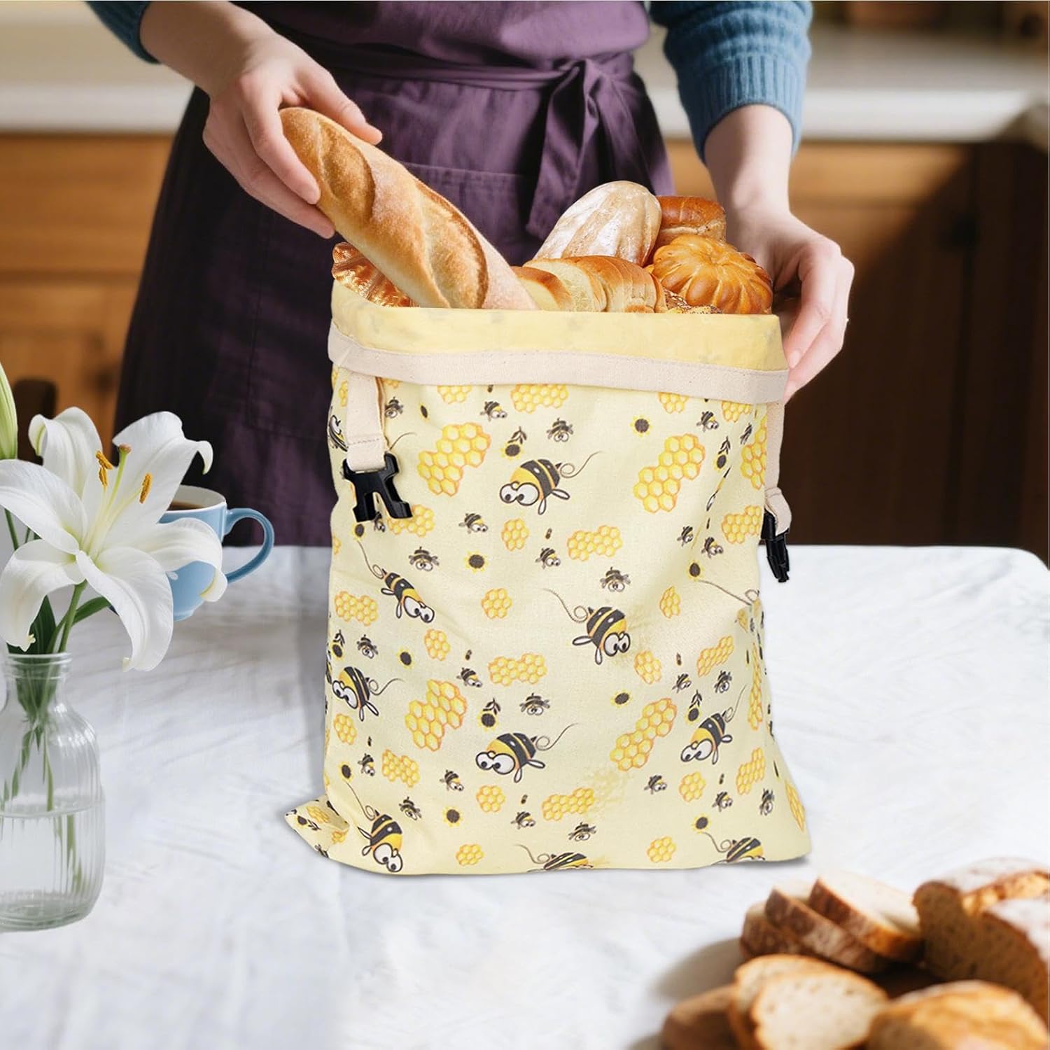 Homemade Bread Storage - Reusable Food Keeper Pouch with Zipper,Bread Fresh Keeper Bag | for Freezer Fridge Kitchen Home Apartment Farmhouse Travel Vacation Daily Commute