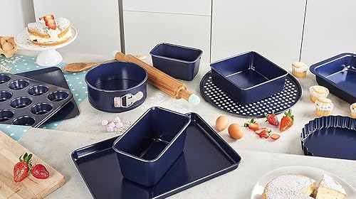 Miniatura 8 de Zyliss E980200 - Lata antiadherente para magdalenas de 12 agujeros, acero al carbono, azul oscuro, moldes para hornear, pudines de Yorkshire, mini