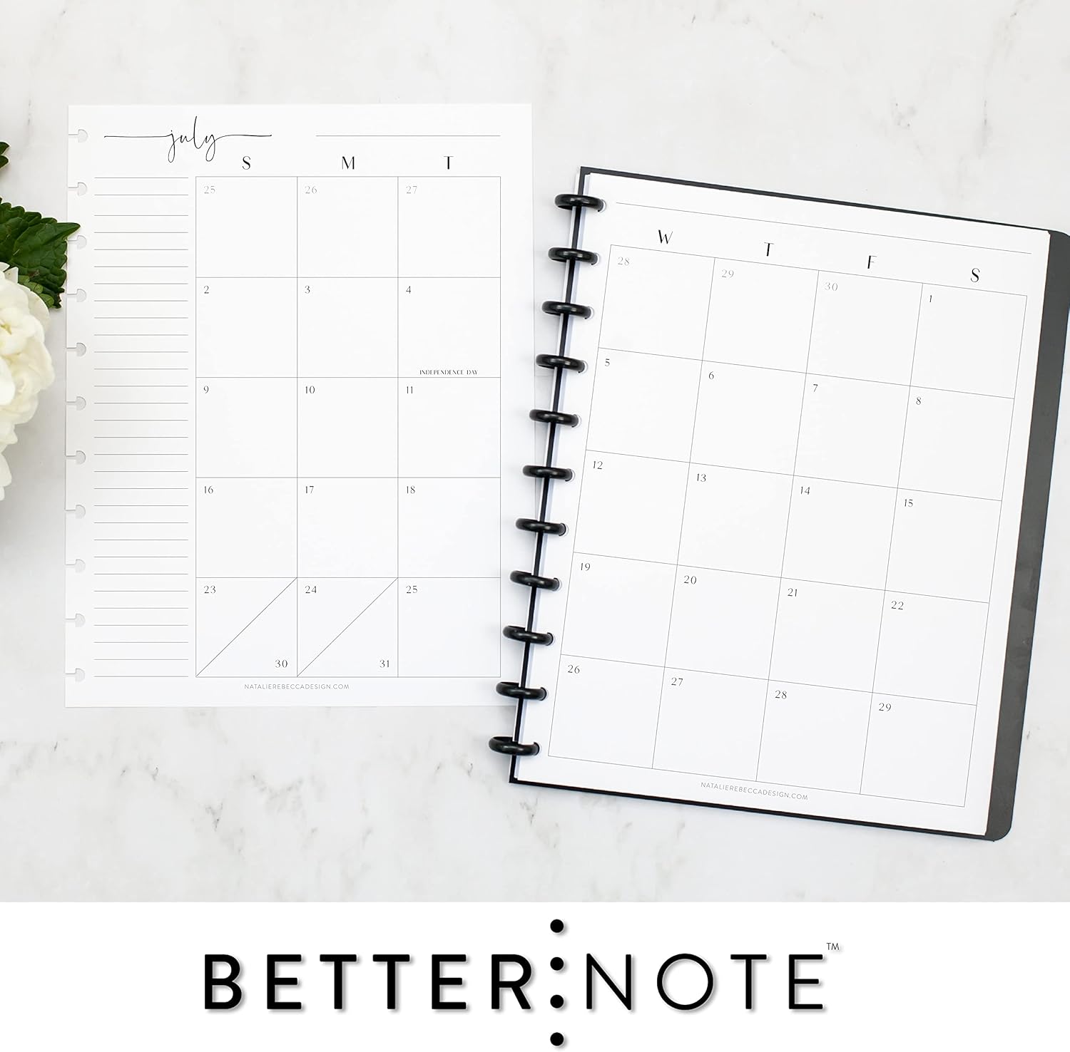 BetterNote July 2026 - June 2027 Academic Monthly Calendar Refill for Discbound Notebook, School Dates, Fits Levenger Circa, Big Happy Planner, Arc, TUL, Disc Refill (11-Disc, 8.5"x11", Modern)