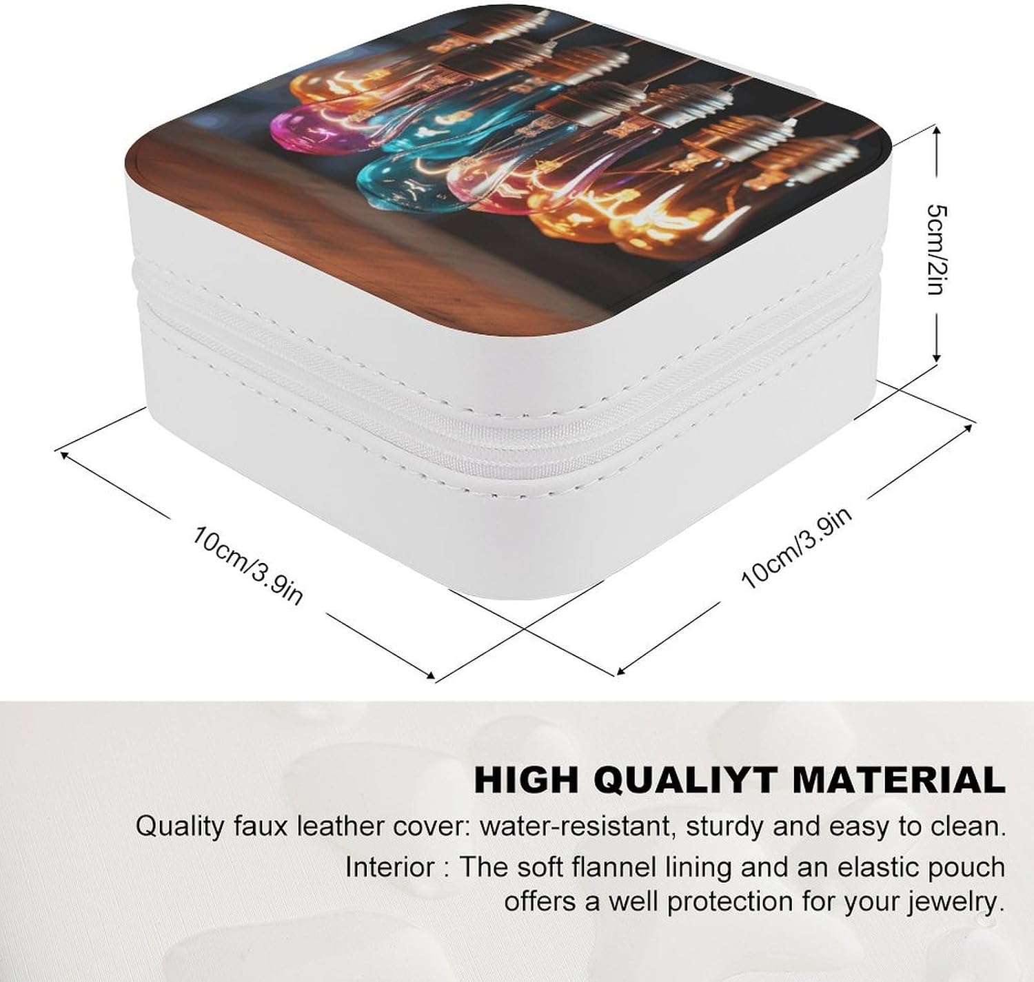 A String of Colored Light Bulbs Jewelry Box for Women Custom Travel Jewelry Case Personalized Travel Jewelry Boxes Small Portable Jewelry Organizer Box for Rings Necklaces Bracelets Earring image 2
