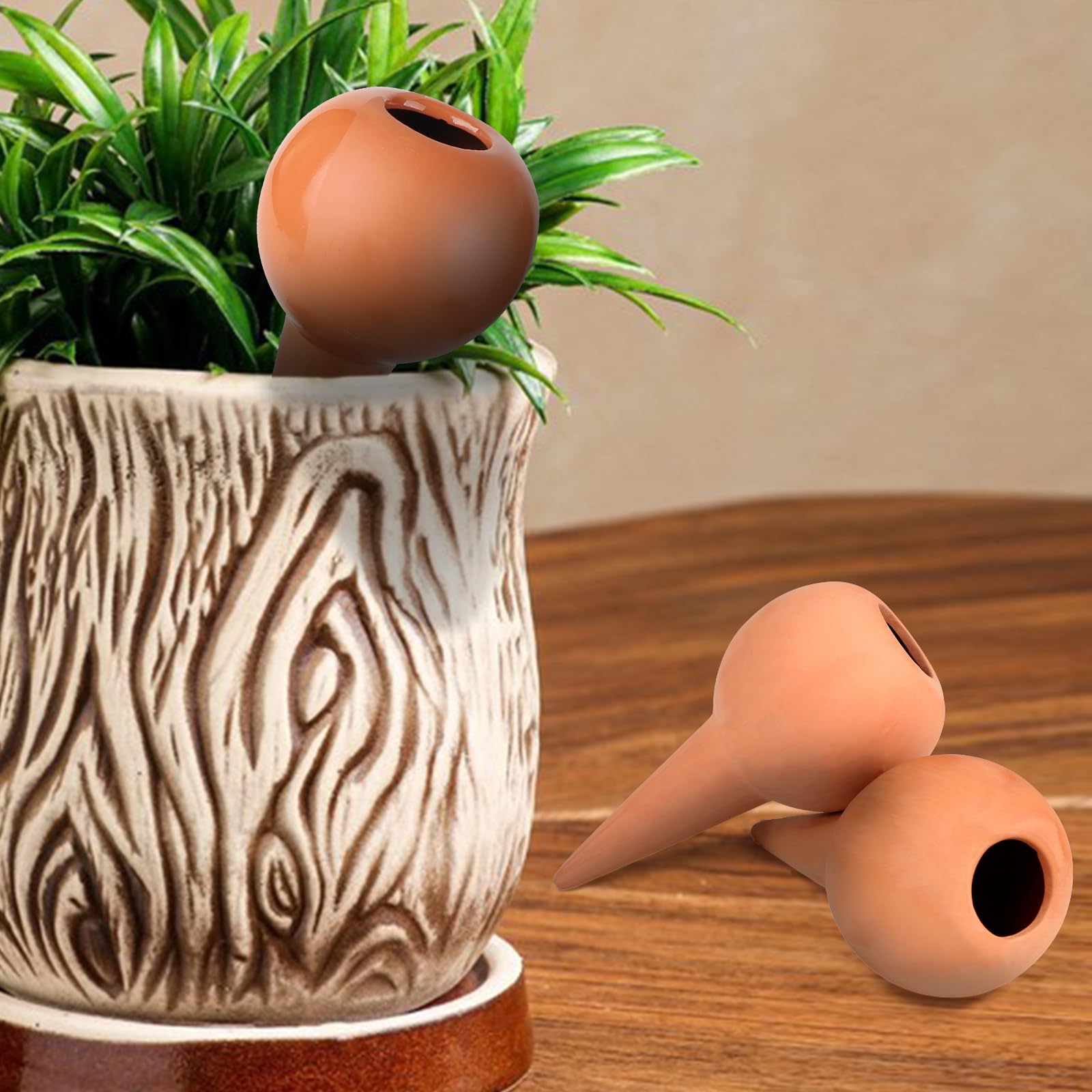 EXLECO 8X 360ml Cône en Argile Goutte à Goutte Grand Globes D'arrosage en Céramique Arrosage Bouteille Automatique Terre Cuite pour Arroser Distributeur d'eau pour Plantes Terracotta Watering Pots