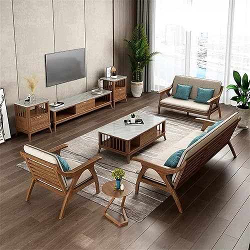 Miniatura 7 de BNNP Mesa de té para sala de estar mesa de centro de madera moderna con cajones y estantes de almacenamiento decoración rectangular elegante de 2