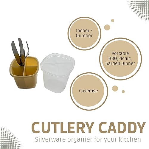 Miniatura 4 de Soporte para cubiertos y utensilios cubiertos de ratán organizador de plástico para cubiertos con tapa superior perfecto para cocina picnic hogar