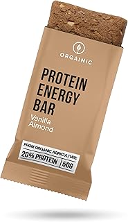 ORGAINIC Bio Protein Riegel Vanille 12 x 50g - Bio zertifiziert ohne Zusatzstoffe - Premium Proteinriegel mit 6 Zutaten & viel Protein - High Protein Power Bar ohne Süßungsmittel - Eiweißriegel