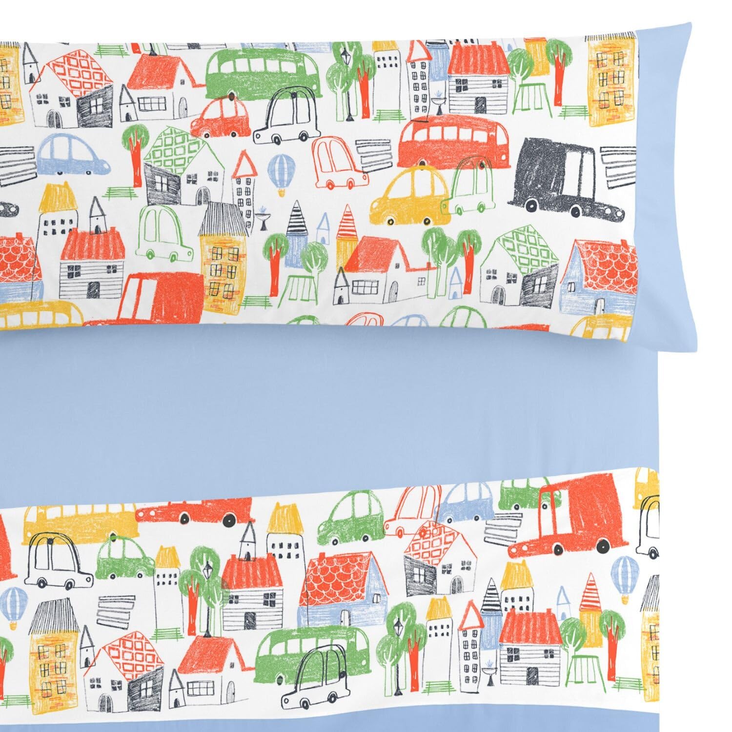 Burrito Blanco│Sábanas Infantiles, Cama de 105 (+ Medidas Disponibles)│Poliéster 50% Algodón 50%│Fácil Planchado│Diseño 178, Azul