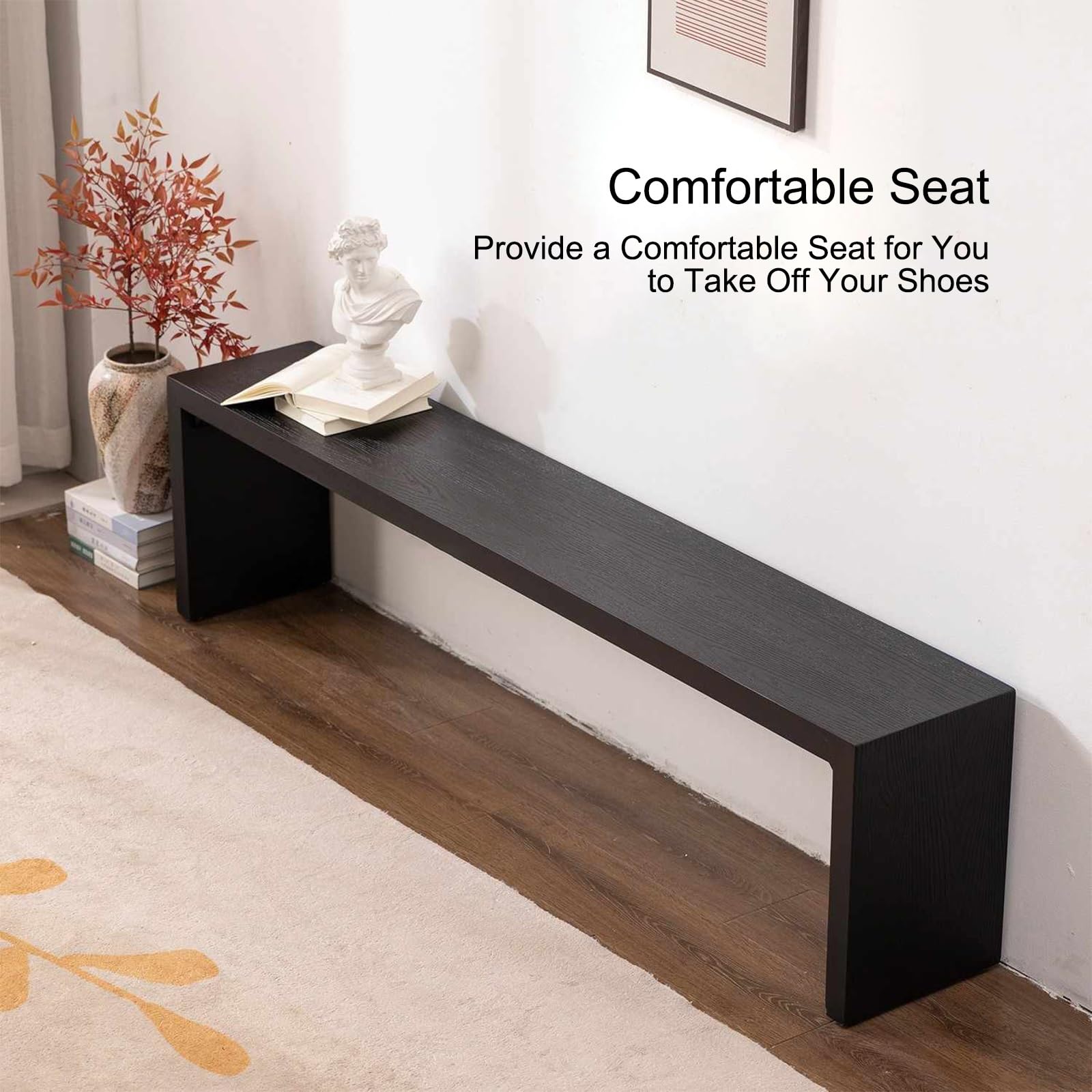 JHDXL Banco Zapatero de Madera, Banco de Entrada Organizador de Banco de Almacenaje, Moderno de Siglo Mediados Banco de Comedor para Pasillo, salón, Cuarto de baño(120cm/47.2in)