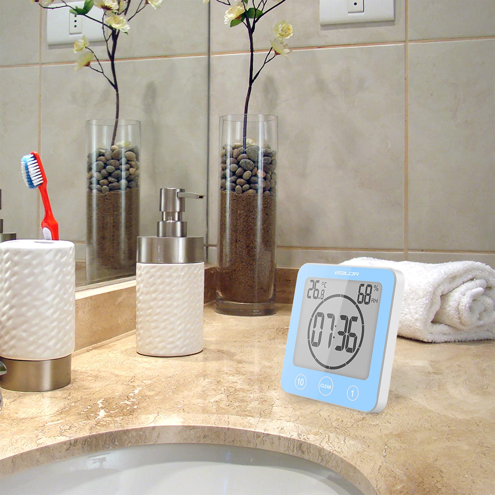 Orologio da Bagno Orologio digitale da Bagno LCD sveglia doccia digitale impermeabile controllo Touch ℃/℉ temperatura umidità alimentato batteria per doccia cucina