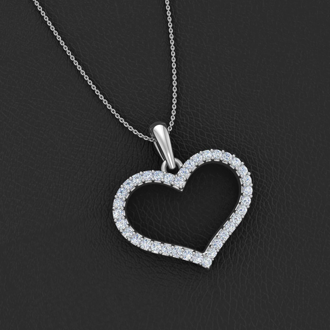 FINEROCK 1/5 to 1/3 Carat Diamond Heart Pendant Necklace in 10K White Gold (Silver Chain Included)