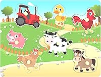 Vista 9 de Rompecabezas de madera con diseño de granja para bebés, imágenes a todo color para preescolar, 7 piezas