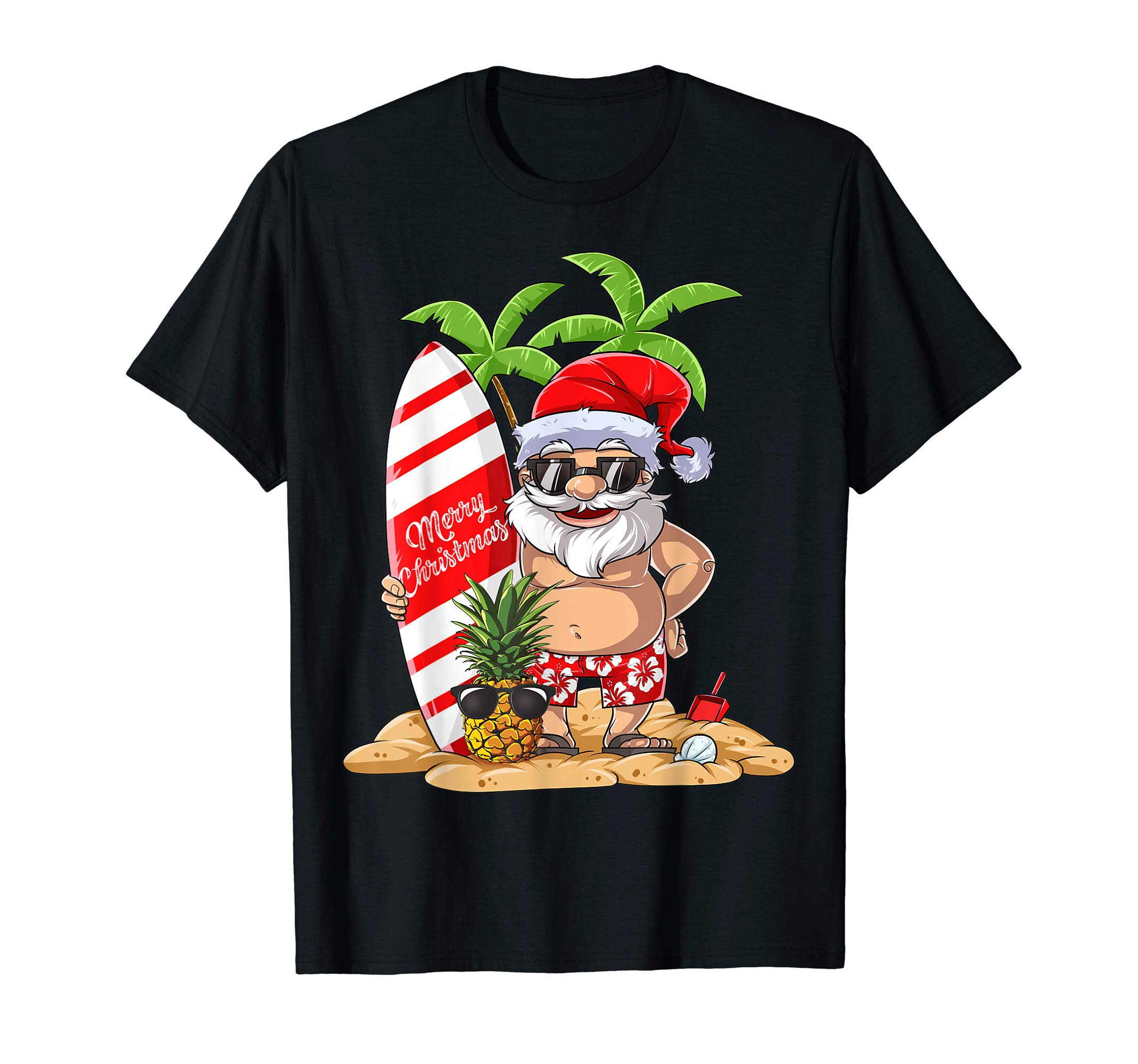 Christmas in July Santa Hawaiian Summer Surf Surfing Surfer T-Shirt