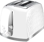 BLACK+DECKER 2 Slice Toaster with Extra Wide Slots, Honey Comb White, TR1250WD + Rapid Boil 1.7L Electric Cordless Kettle, Honey Comb White, KE1560WC
