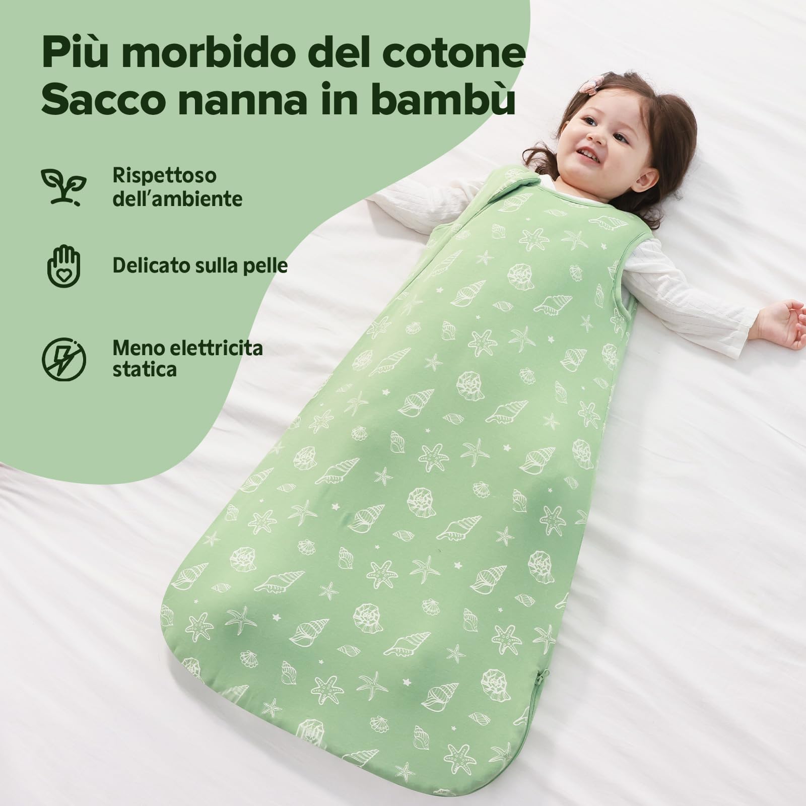 ToyaTec Sacco Nanna Bebé 2.5 Tog Super Morbido in Viscosa di Bambù, Sacco Nanna in Fibra di Bambù per Neonati, Coperta da Letto Autunno-Inverno