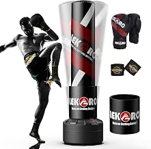LEKÄRO Freestanding Punching Bag with Boxing Gloves, Heavy Boxing Bag with Stand for Adult Kids, Standing Kickboxing Bag