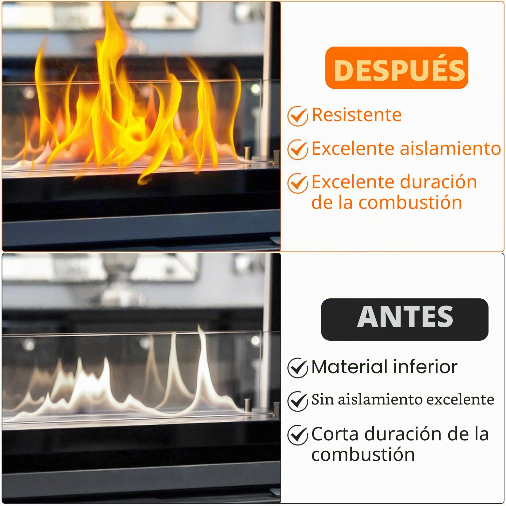 4 Piezas Lana Cerámica para Chimeneas de Bioetanol, Esponja Cerámica Resistente al Calor para Chimeneas de Mesa, Fibra Cerámica para Chimeneas Interiores de Gel Etanol (300x100x25mm)