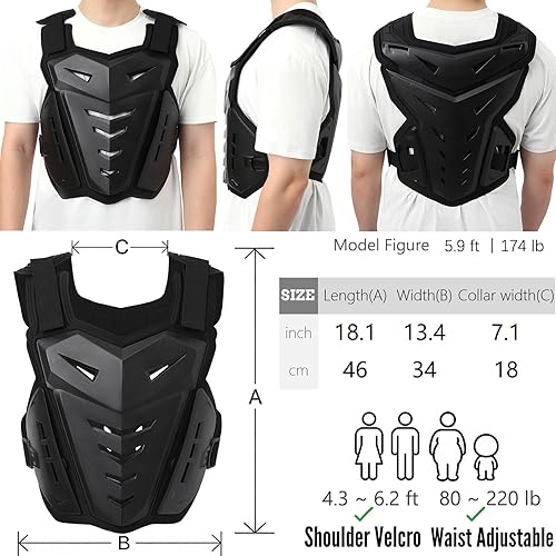 Miniatura 4 de Chaleco protector de cuerpo para motocicleta, bicicleta de calle, carreras todoterreno, ciclismo, esquí, motocross, protector de pecho para adultos
